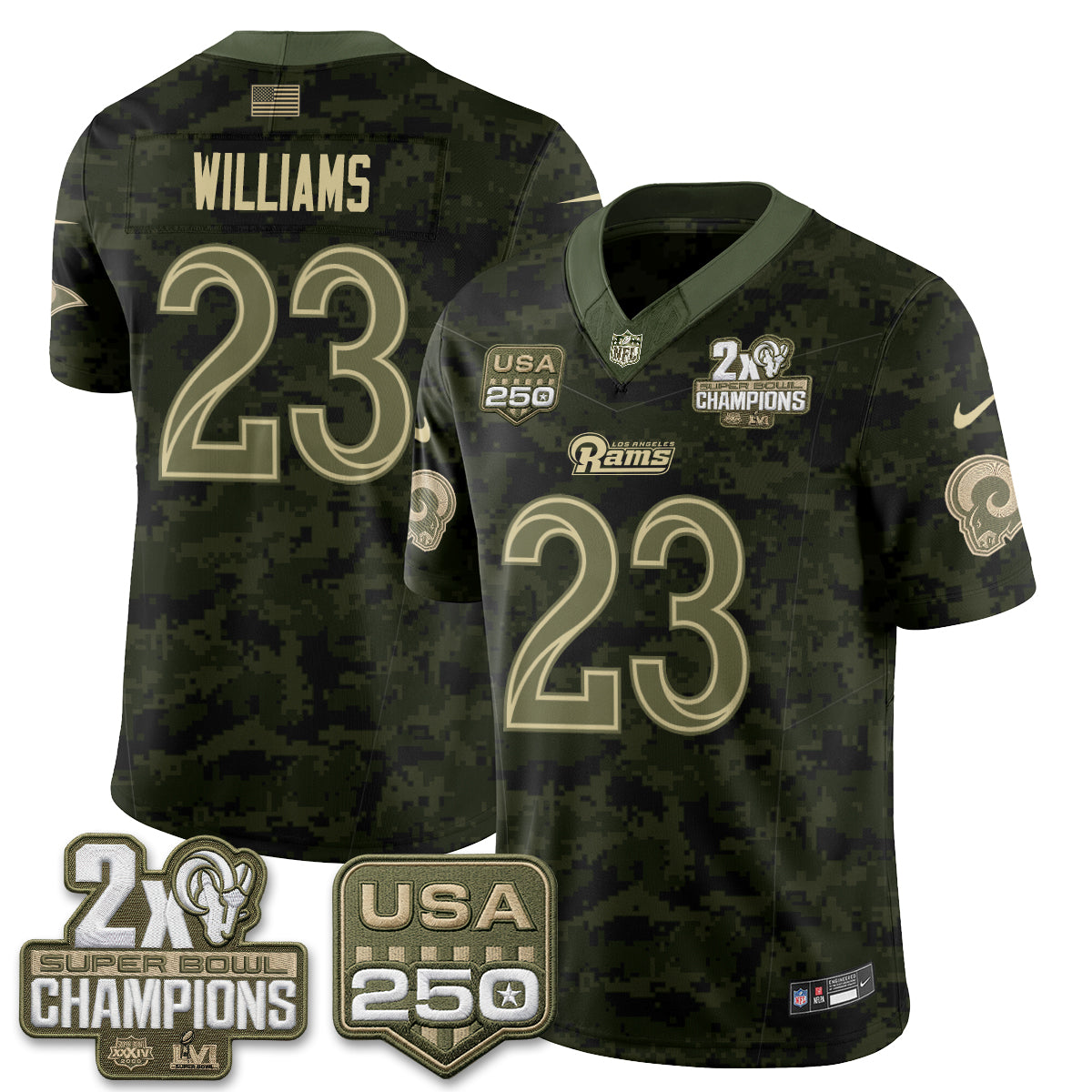 Los Angeles Rams 2026 Salute To Service Vapor Jersey - All Stitched