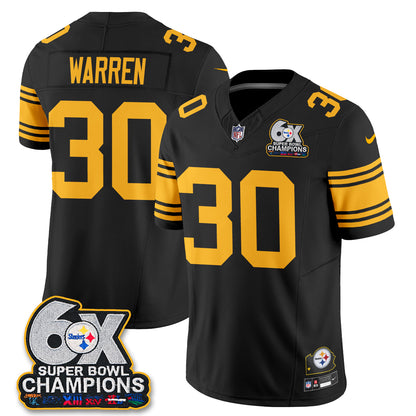 Pittsburgh Steelers 6X Champs Throwback V2 Vapor Jersey - Stitched