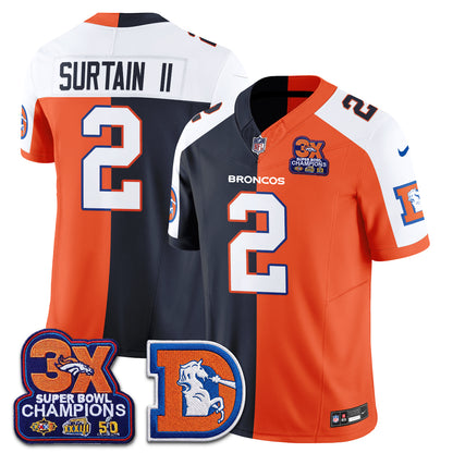 Denver Broncos Throwback Split Vapor Jersey - Stitched