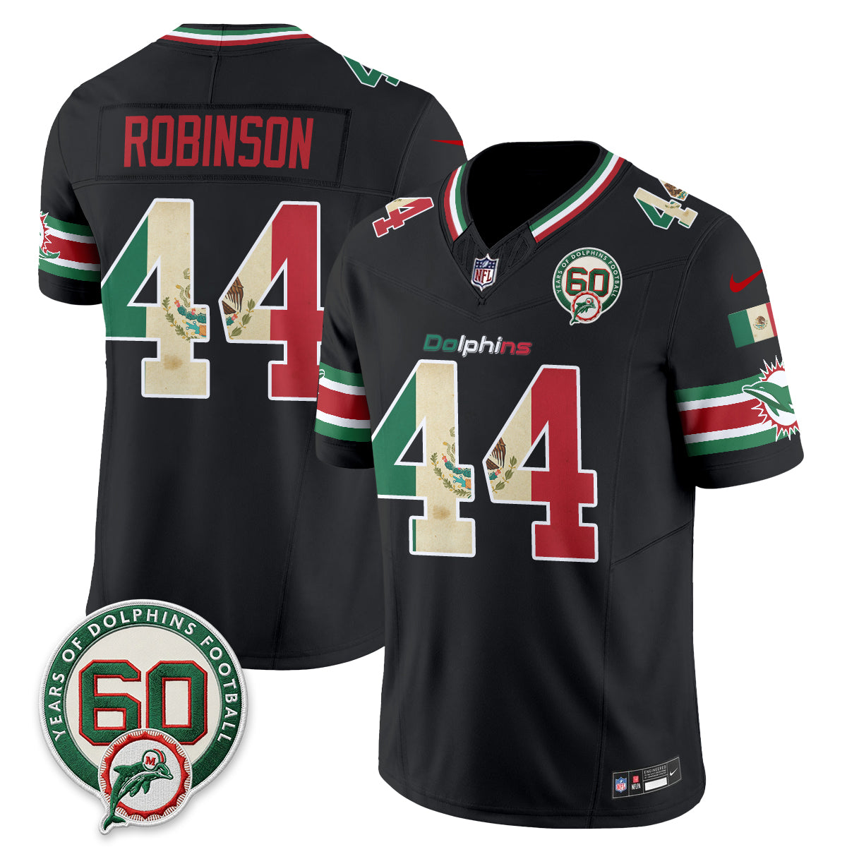 Miami Dolphins Mexico Edition Vapor Jersey - Stitched