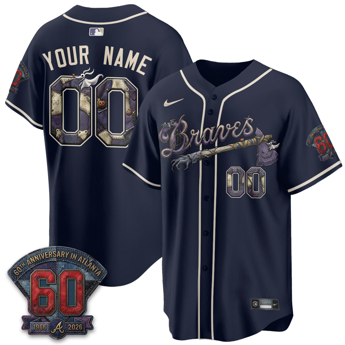 Atlanta Braves Nightmare Edition Vapor Custom Jersey - Stitched