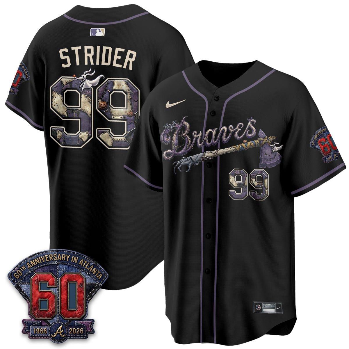 Atlanta Braves Nightmare Edition Vapor Jersey - Stitched