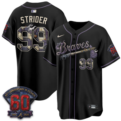 Atlanta Braves Nightmare Edition Vapor Jersey - Stitched