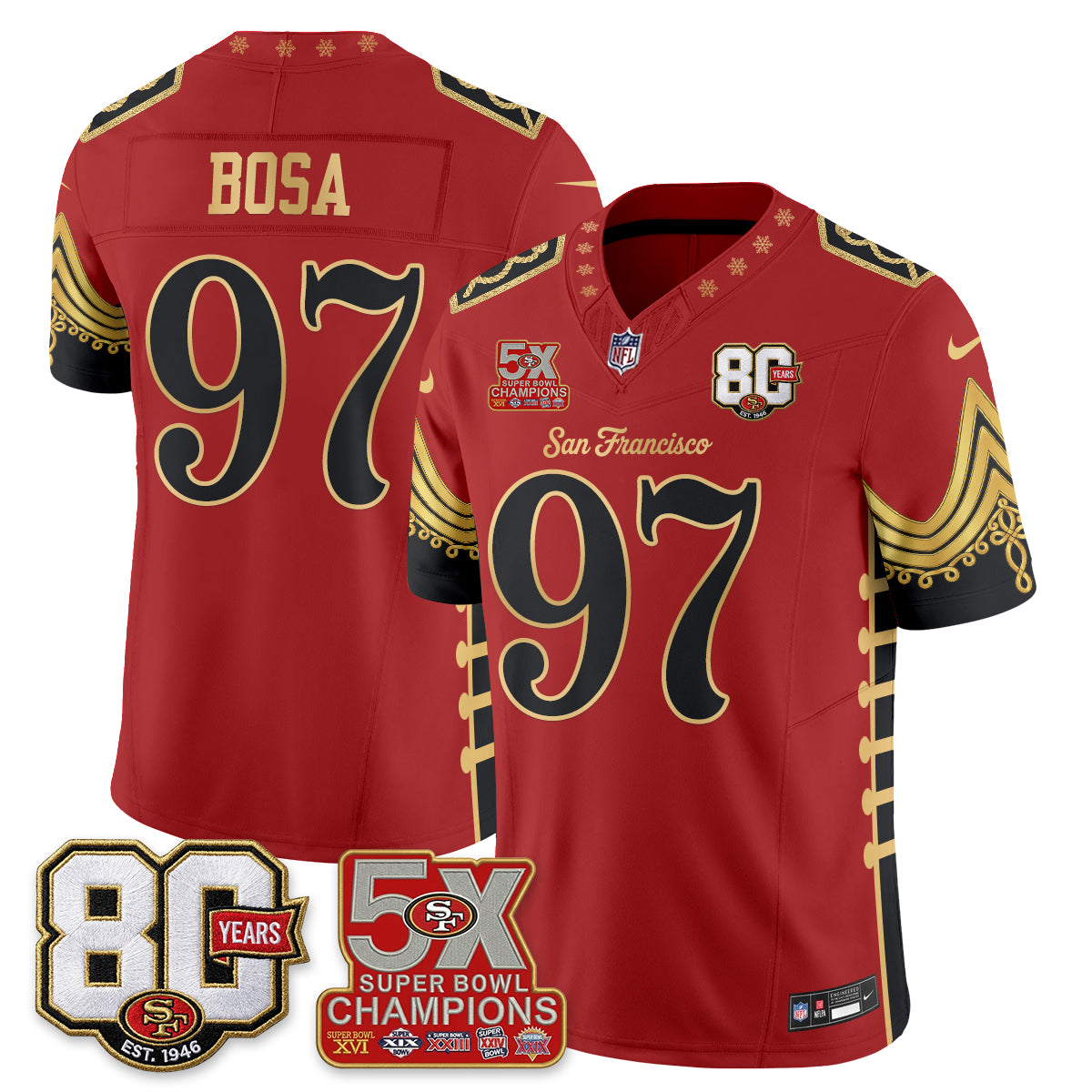 San Francisco 49ers Xmas Nutcracker Edition Vapor Jersey - Stitched