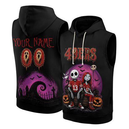 SF x Skeleton Gentleman & Rag Doll Bride Edition Custom Sleeveless Hoodie Tank Top - Printed