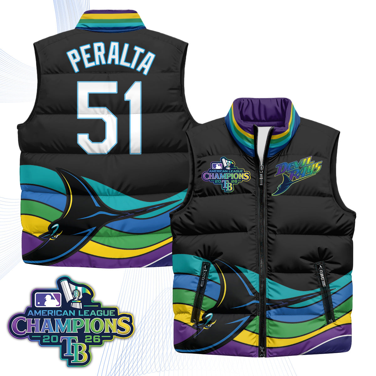 Tampa Bay Rays 2026 AL Champions Limited Puffer Vest - Printed