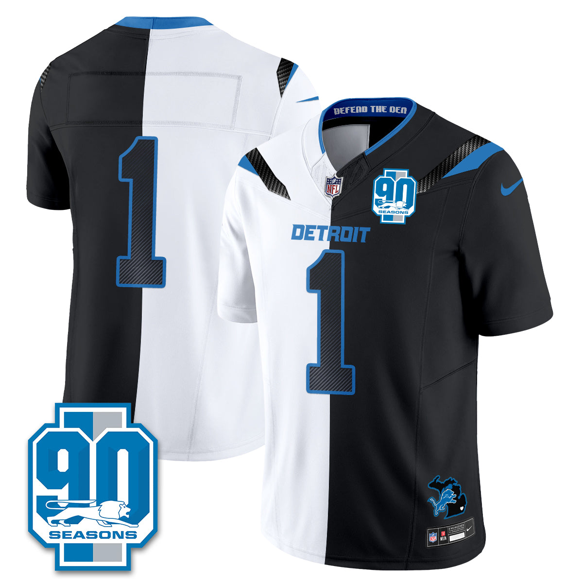 DET Rivalries Split Edition Vapor Jersey - Stitched