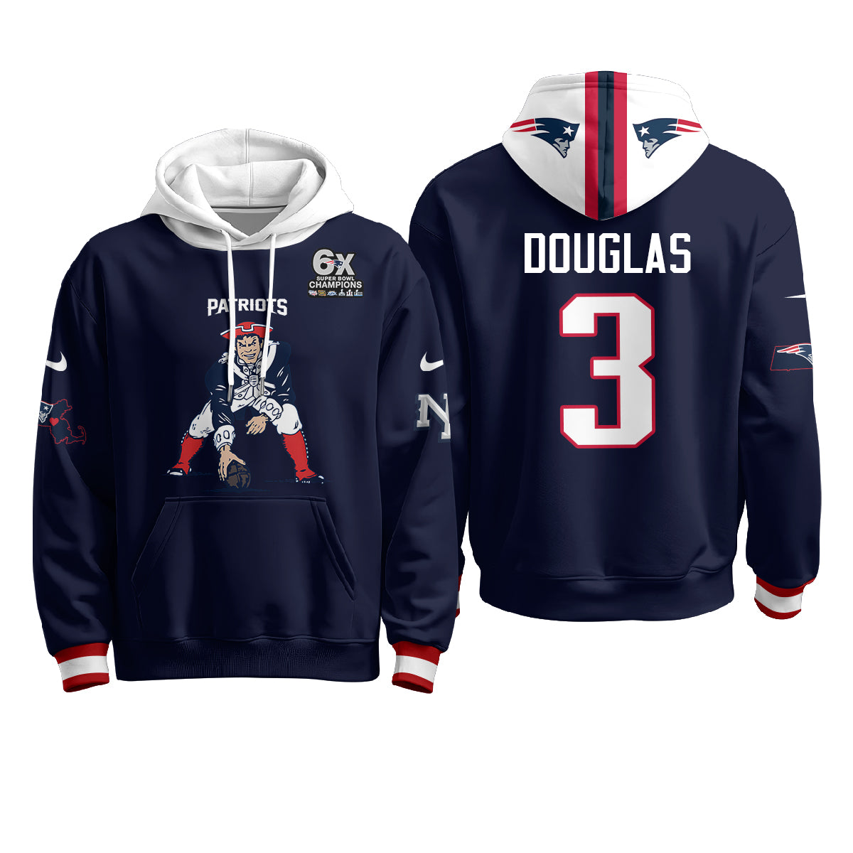 New England Patriots Minuteman Edition Fleece Hoodie - Printed