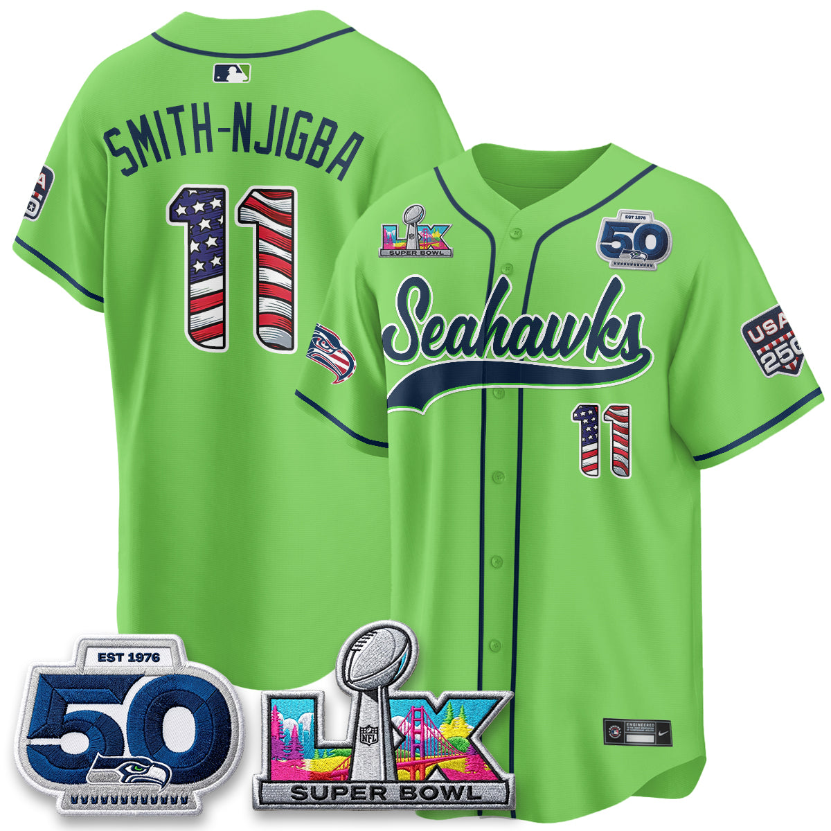 SEA SB LX Champs America Edition Vapor Baseball Jersey - Stitch