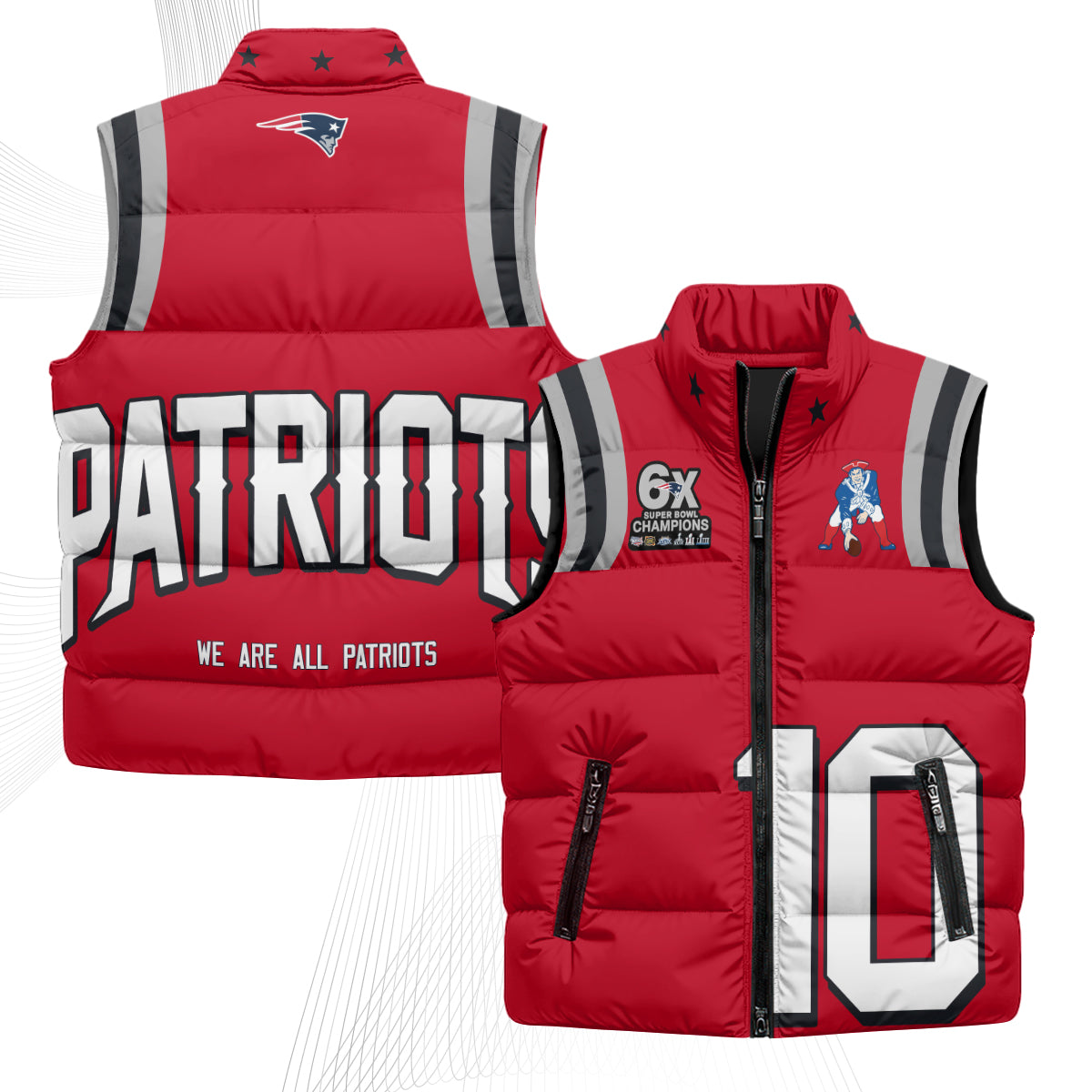 New England Patriots Rivalries Puffer Vest - Printed