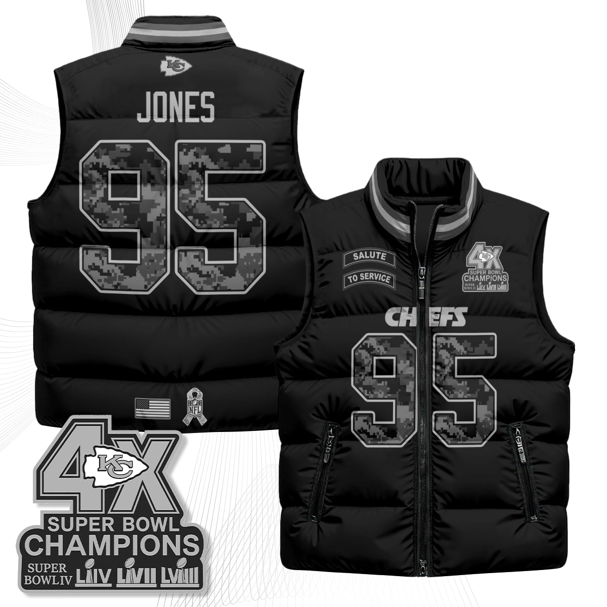 KC 2026 Salute to Service Puffer Vest - Printed