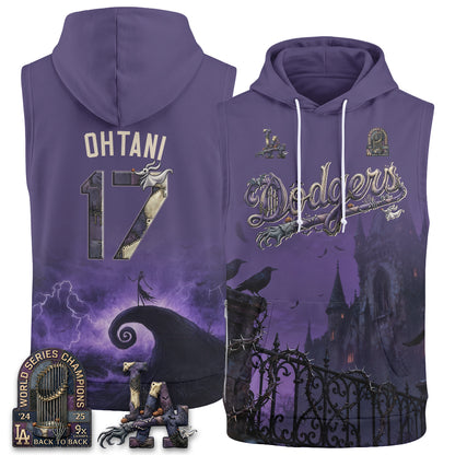 Los Angeles Dodgers Nightmare Edition Sleeveless Hoodie Tank Top - Printed