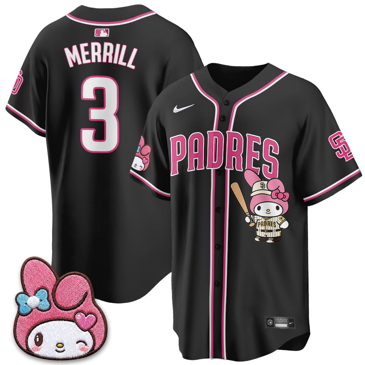 San Diego Padres x Pink Sanrio Friend Vapor Jersey - Stitched