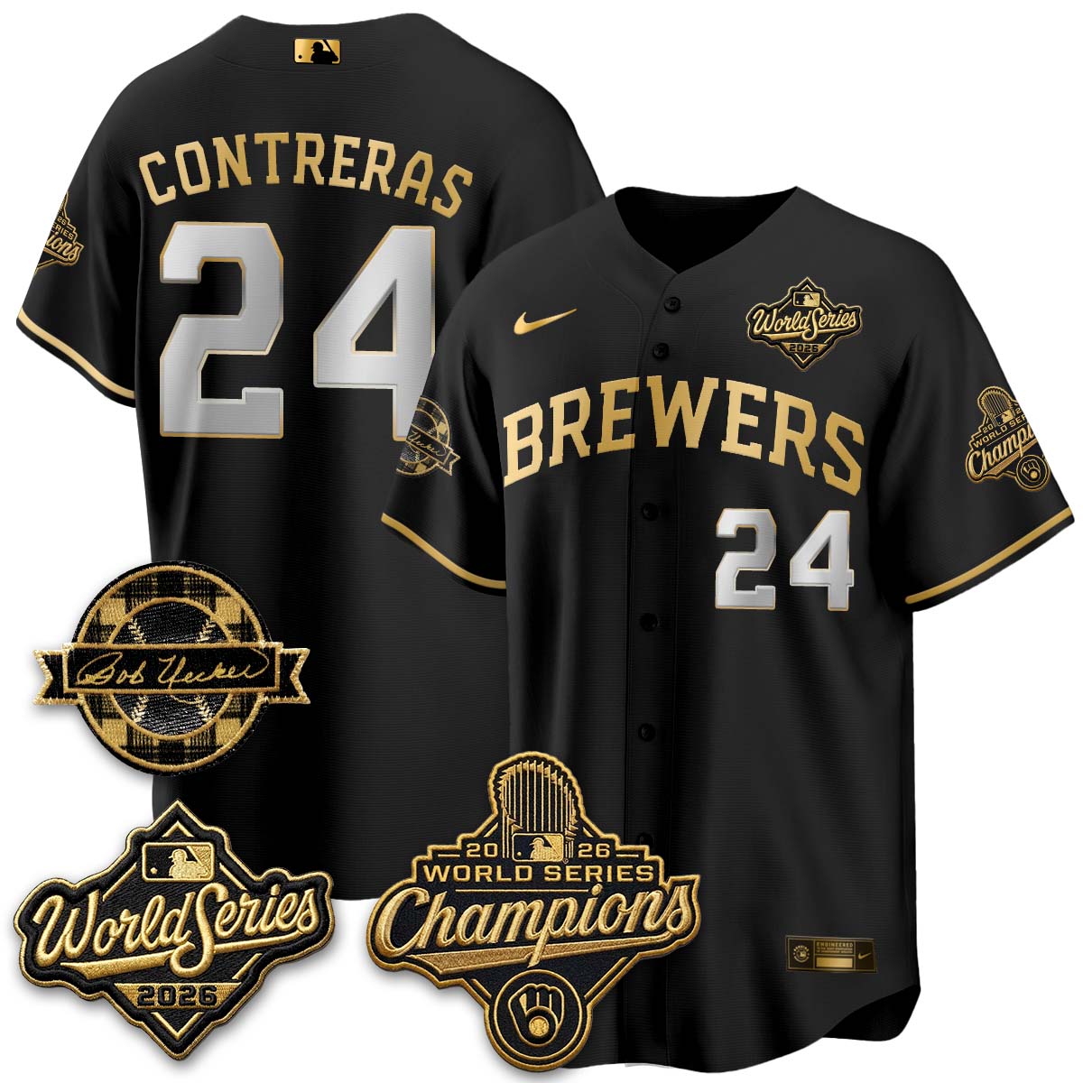 Milwaukee Brewers 2026 WS Champions - Bob Uecker Patch Vapor Jersey - Stitched