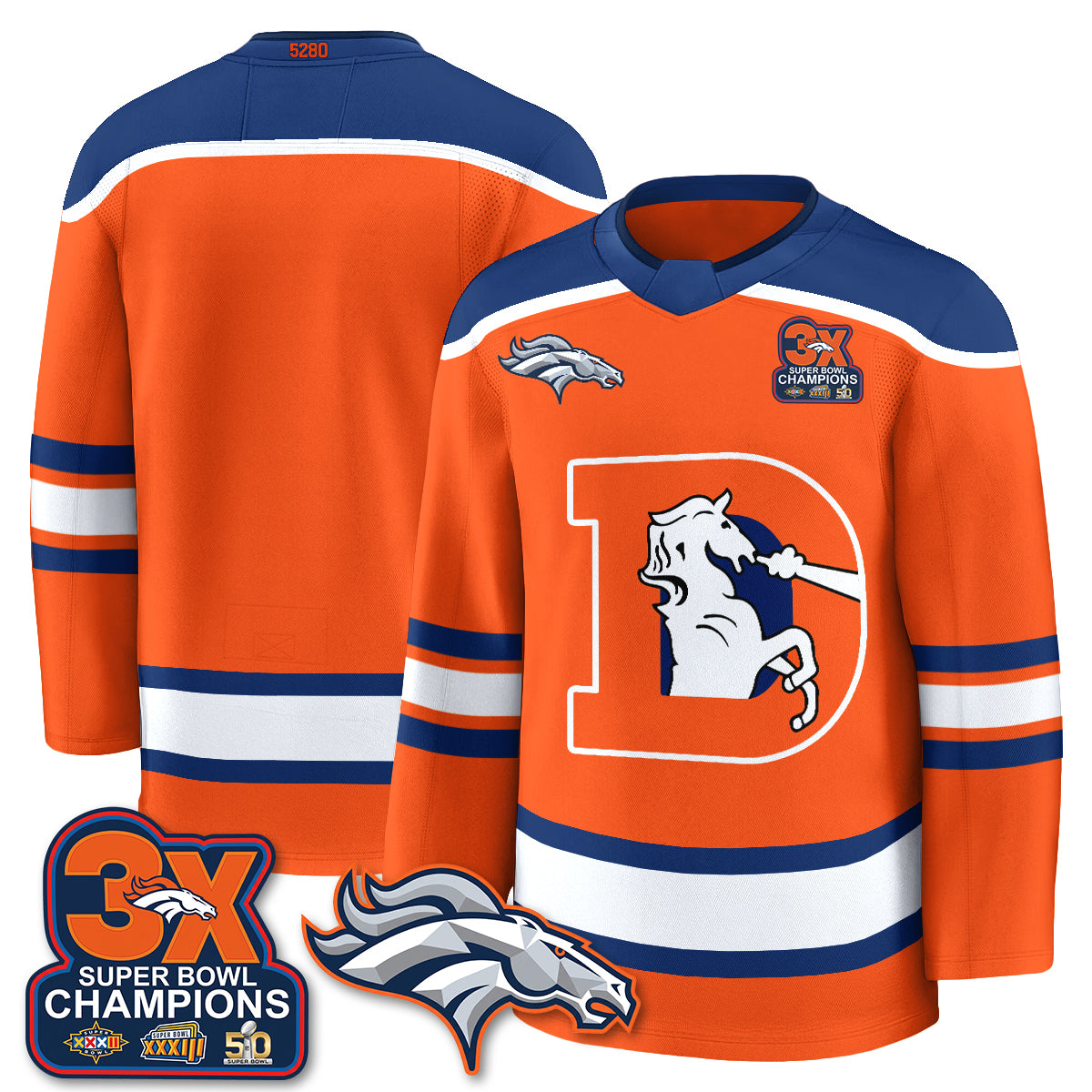 Denver Broncos Fan Gear Edition Hockey Jersey - Stitched