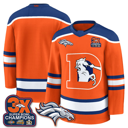 Denver Broncos Fan Gear Edition Hockey Jersey - Stitched