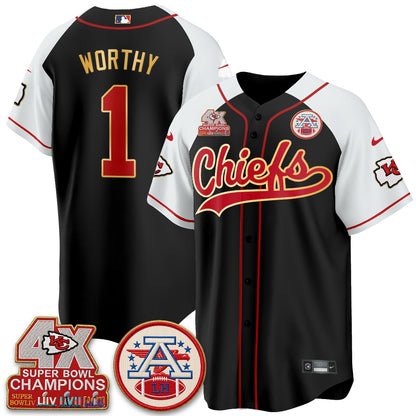 Kansas City Chiefs 4X Champs Gold Trim Edition Vapor Baseball Jersey - Stitched