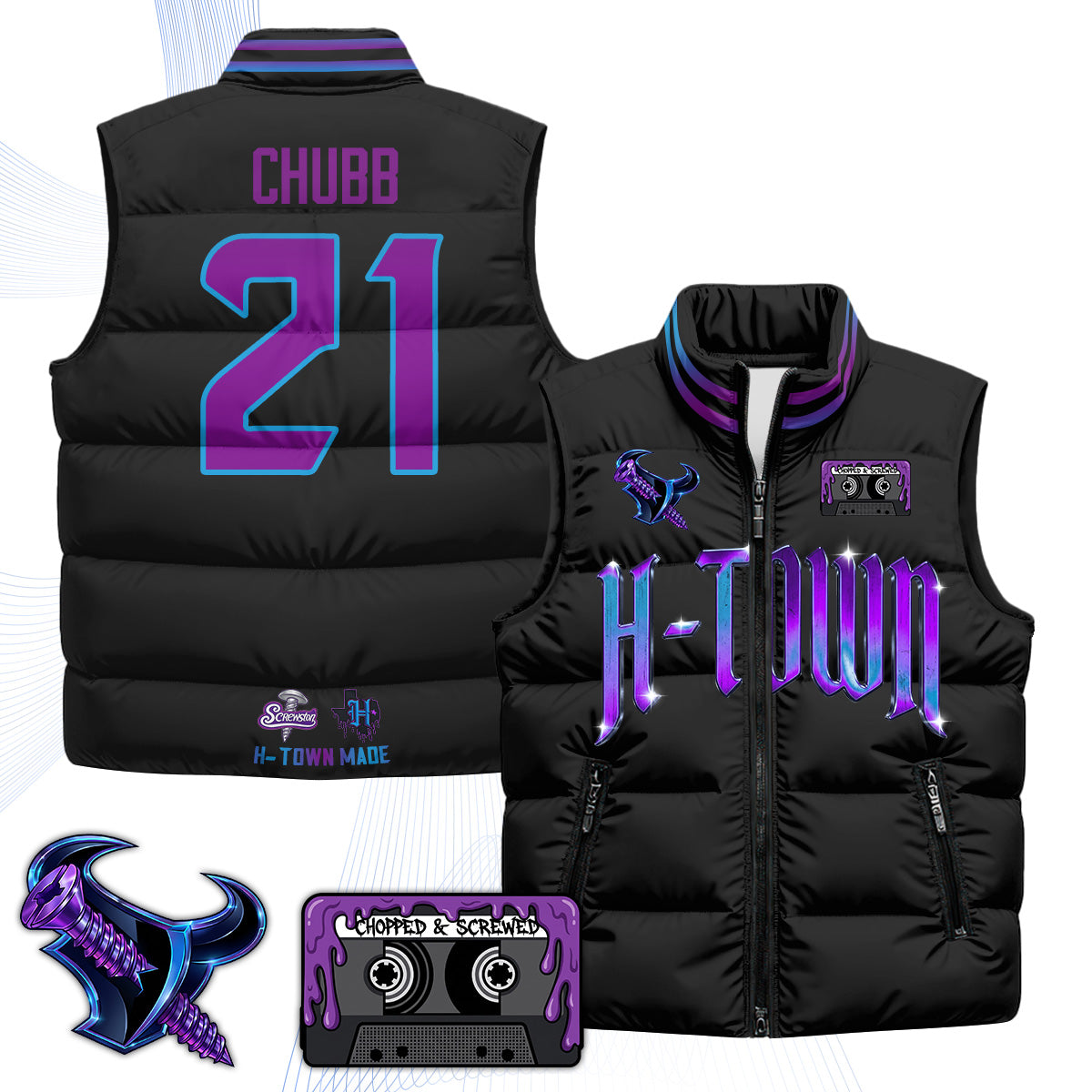 HOU "Screwcity" Puffer Vest - Printed