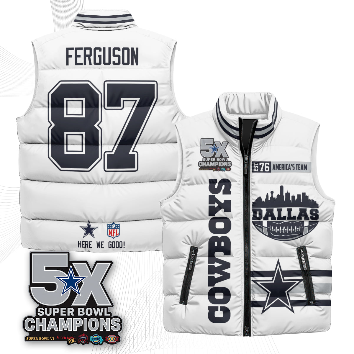 DAL "America's Team" Puffer Vest - Printed