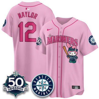 Seattle Mariners x  Pink Sanrio Friend Vapor Jersey - Stitched