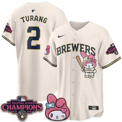 Milwaukee Brewers NL Central Champs x Pink Sanrio Friend  Vapor Jersey - Stitched