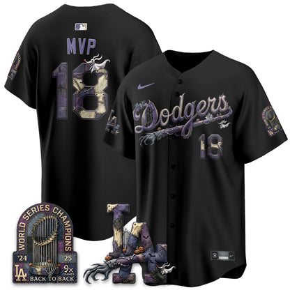 Los Angeles Dodgers Nightmare Edition Vapor Jersey - Printed