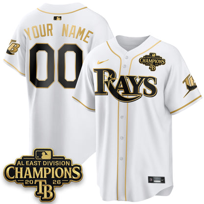 TB 2026 AL East Champs Gold Edition Custom Vapor Jersey - Stitched
