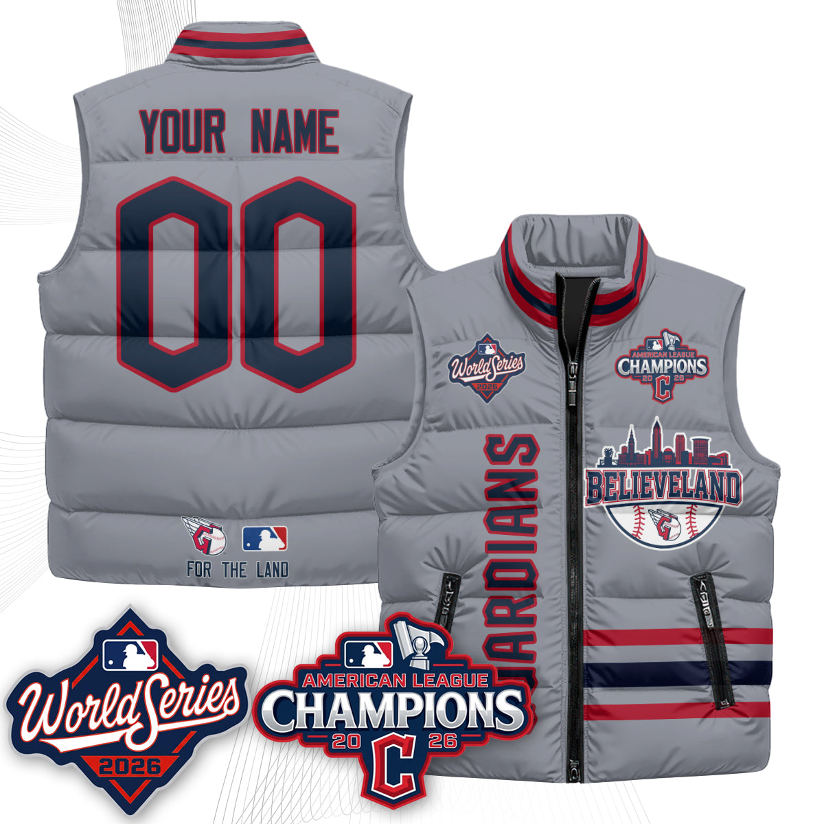 CLE 2026 AL Champions Custom Puffer Vest - Printed