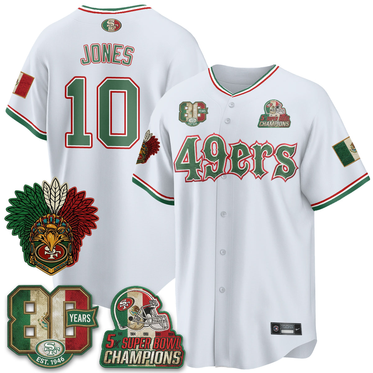 San Francisco 49ers Mexico Edition Baseball Vapor Jersey - Stitched