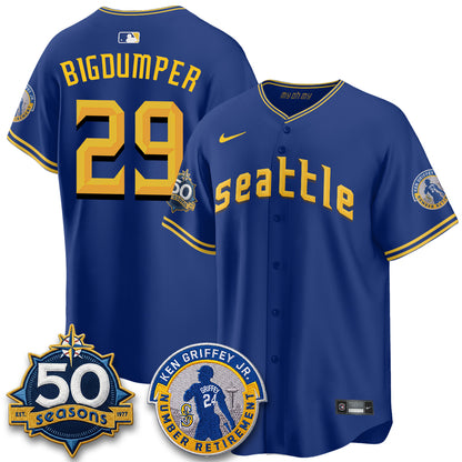 SEA Ken Griffey Jr. Patch Vapor Premier Limited Jersey - All Stitched