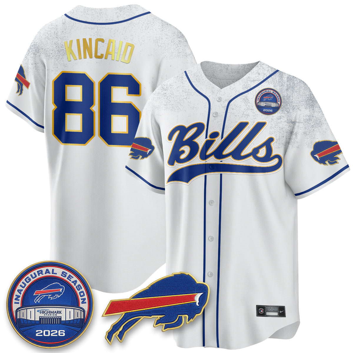 Buffalo Bills 2026 Gold Trim Baseball Edition Vapor Jersey - Stitched