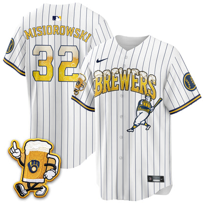 Milwaukee Brewers "Pitcher & Pint" Edition Vapor Jersey V2 - Stitched