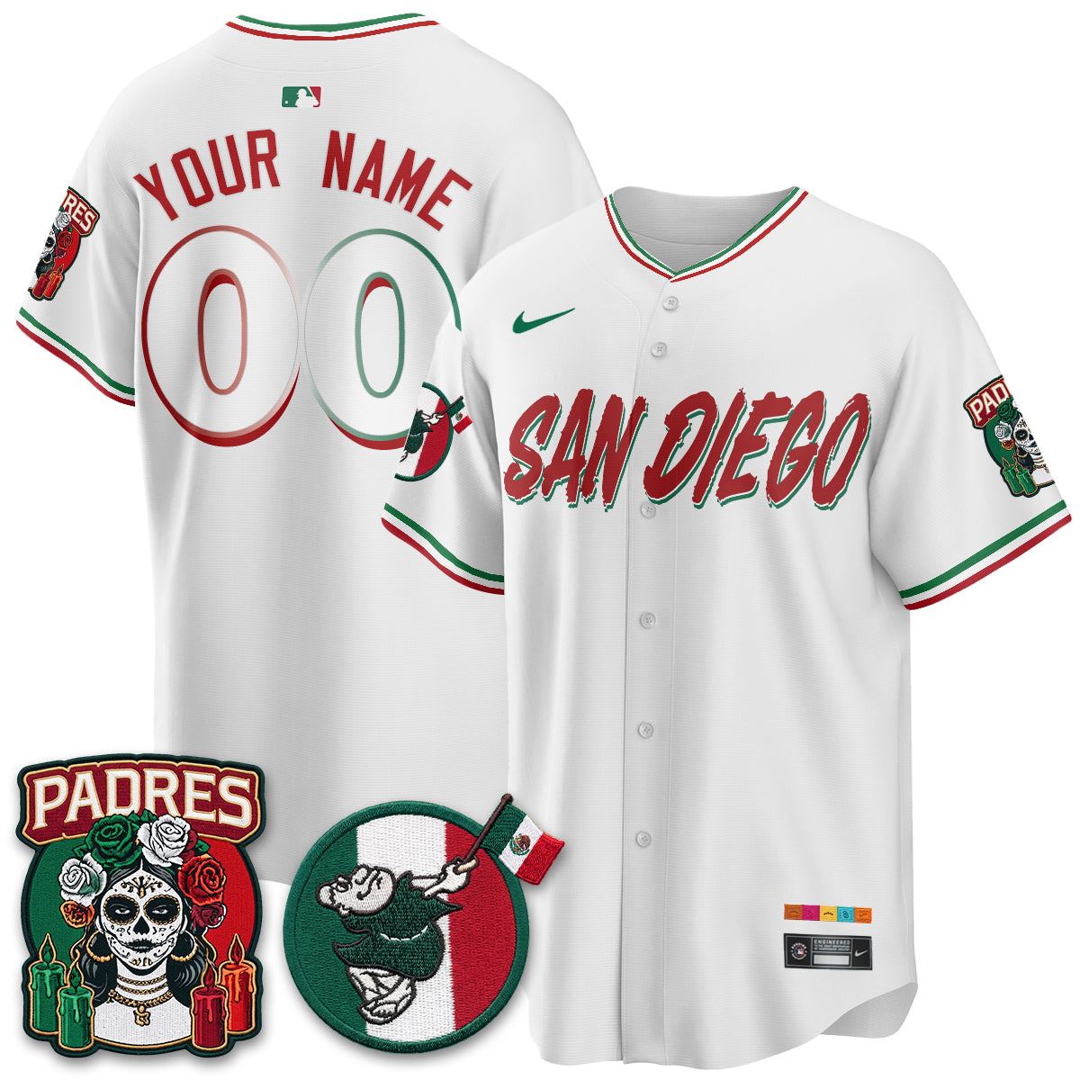 San Diego Padres City Connect Mexico Style Vapor Custom Jersey - Stitched