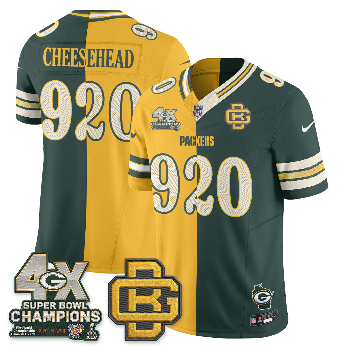 GB Rivalries Split Edition Vapor Jersey - Stitched
