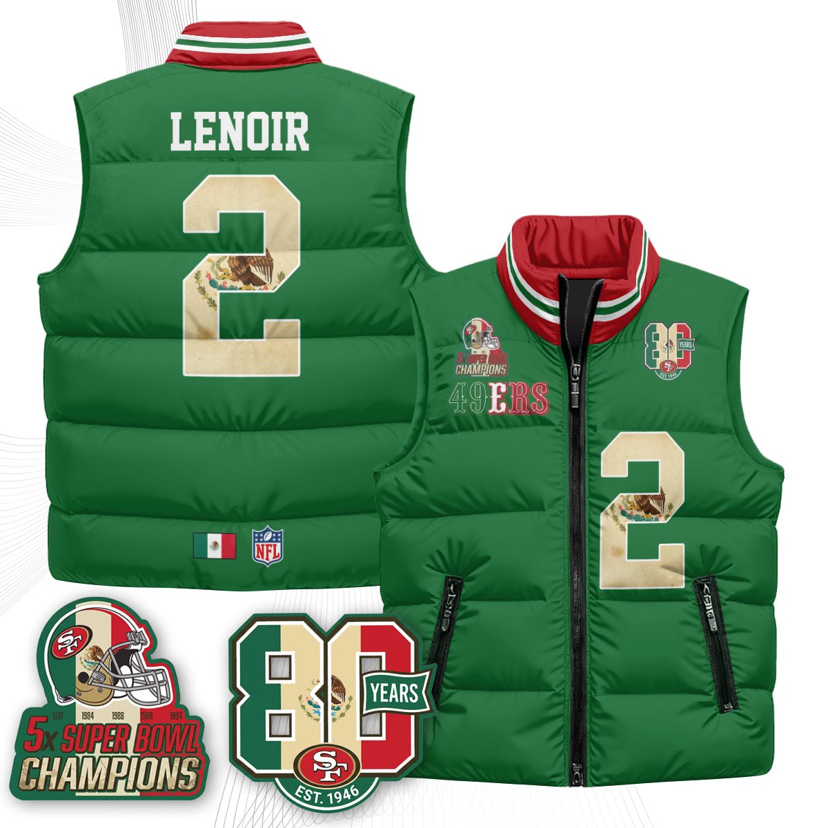 SF Mexico Style Puffer Vest - Printed