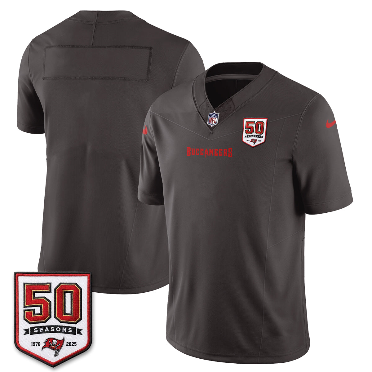 Tampa Bay Buccaneers Skull 50 Seasons Edition Vapor Jersey - Stitched