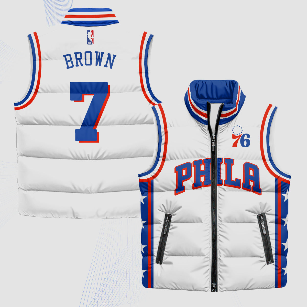 PHI Superteam 24th Season Patch Puffer Vest - Printed