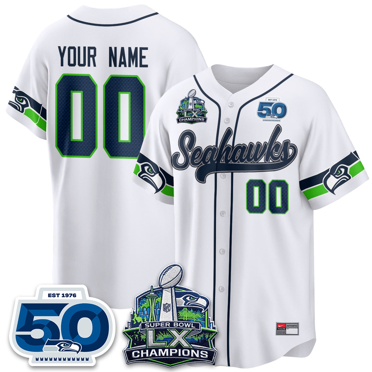 SEA SB LX Champs Vapor Baseball Custom Jersey - Stitch