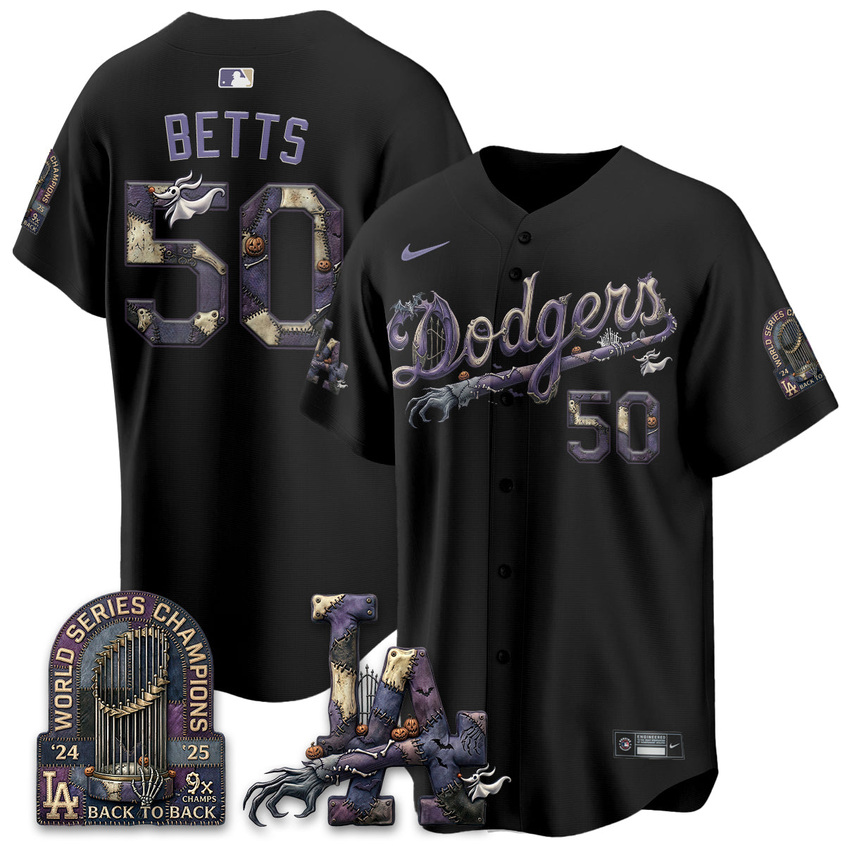 Los Angeles Dodgers Nightmare Edition Vapor Jersey - Printed
