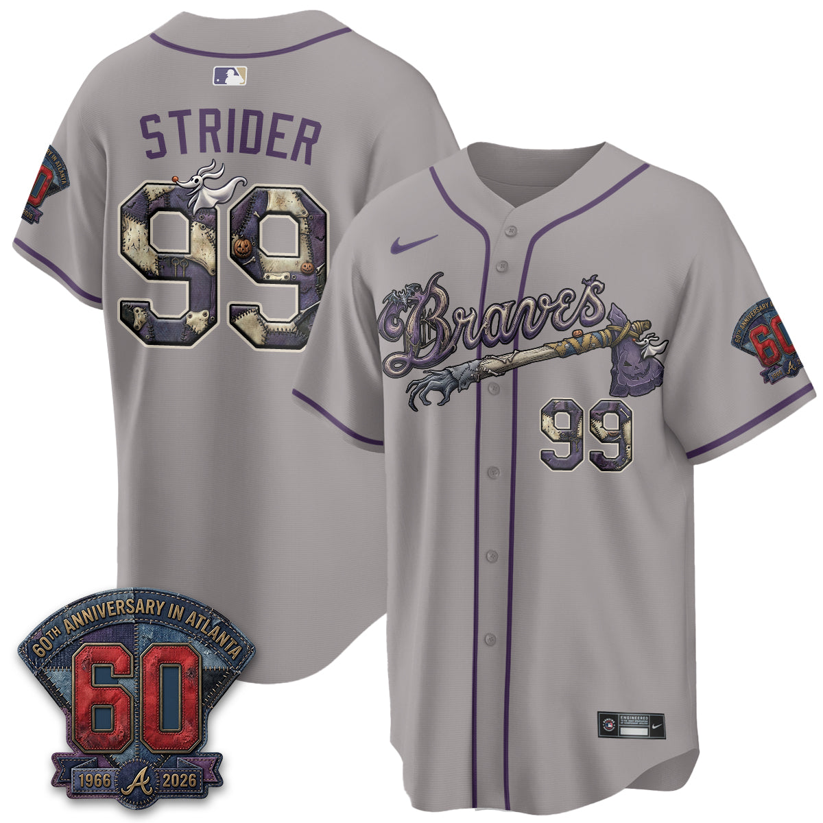Atlanta Braves Nightmare Edition Vapor Jersey - Stitched