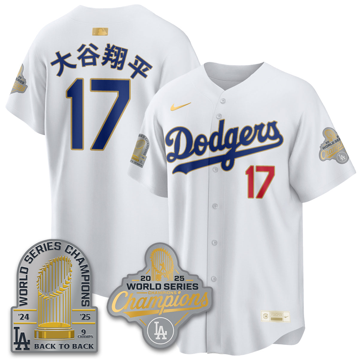 LAD Gold Collection Stadium Vapor Limited Jersey - 9x Champs - All Stitched