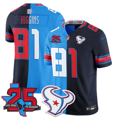 Houston Texans 2026 Rivalries Split Vapor Jersey - Stitched