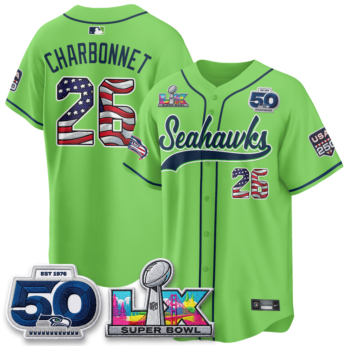 SEA SB LX Champs America Edition Vapor Baseball Jersey - Stitch