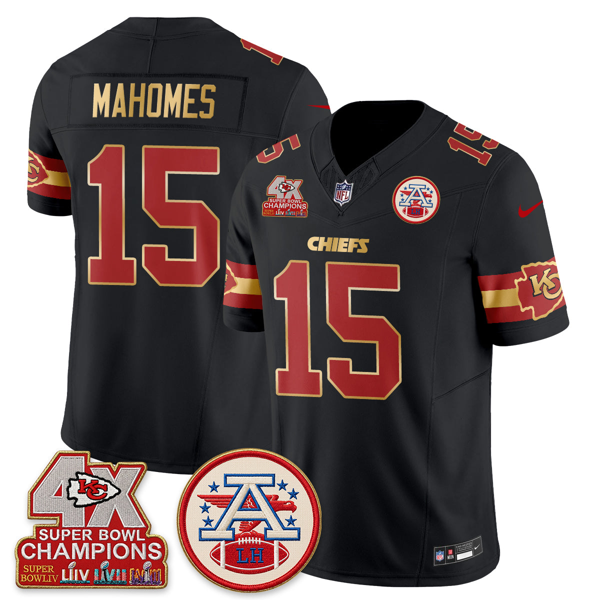 KC 4X Champs Gold Edition Vapor Jersey - Stitched