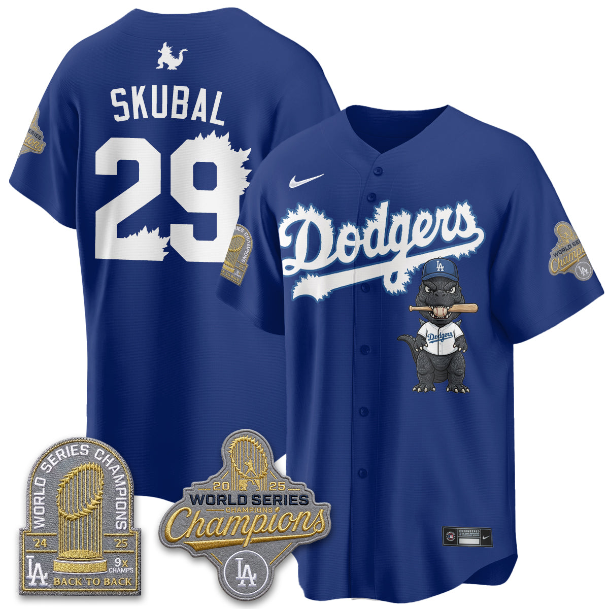 Los Angeles Dodgers x Godzilla Vapor Jersey- Stitched