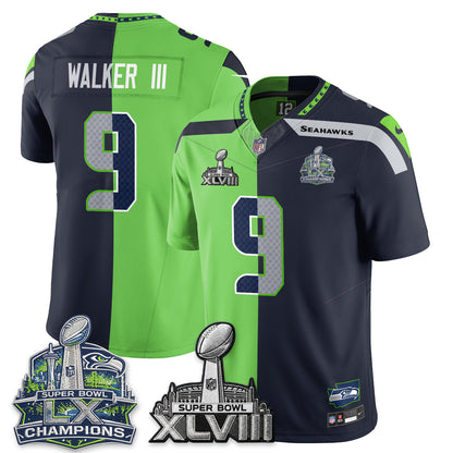 Seattle Seahawks S.Bowl Champs Split Edition Vapor Jersey - Stitch
