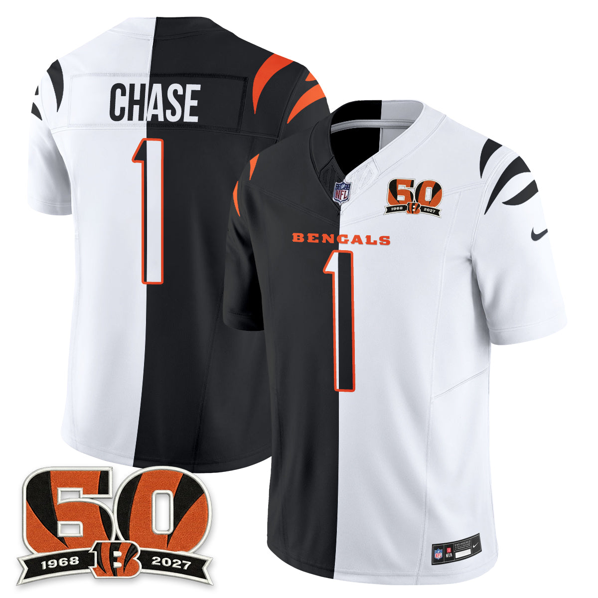 Cincinnati Bengals Split Edition Vapor Jersey - Stitched