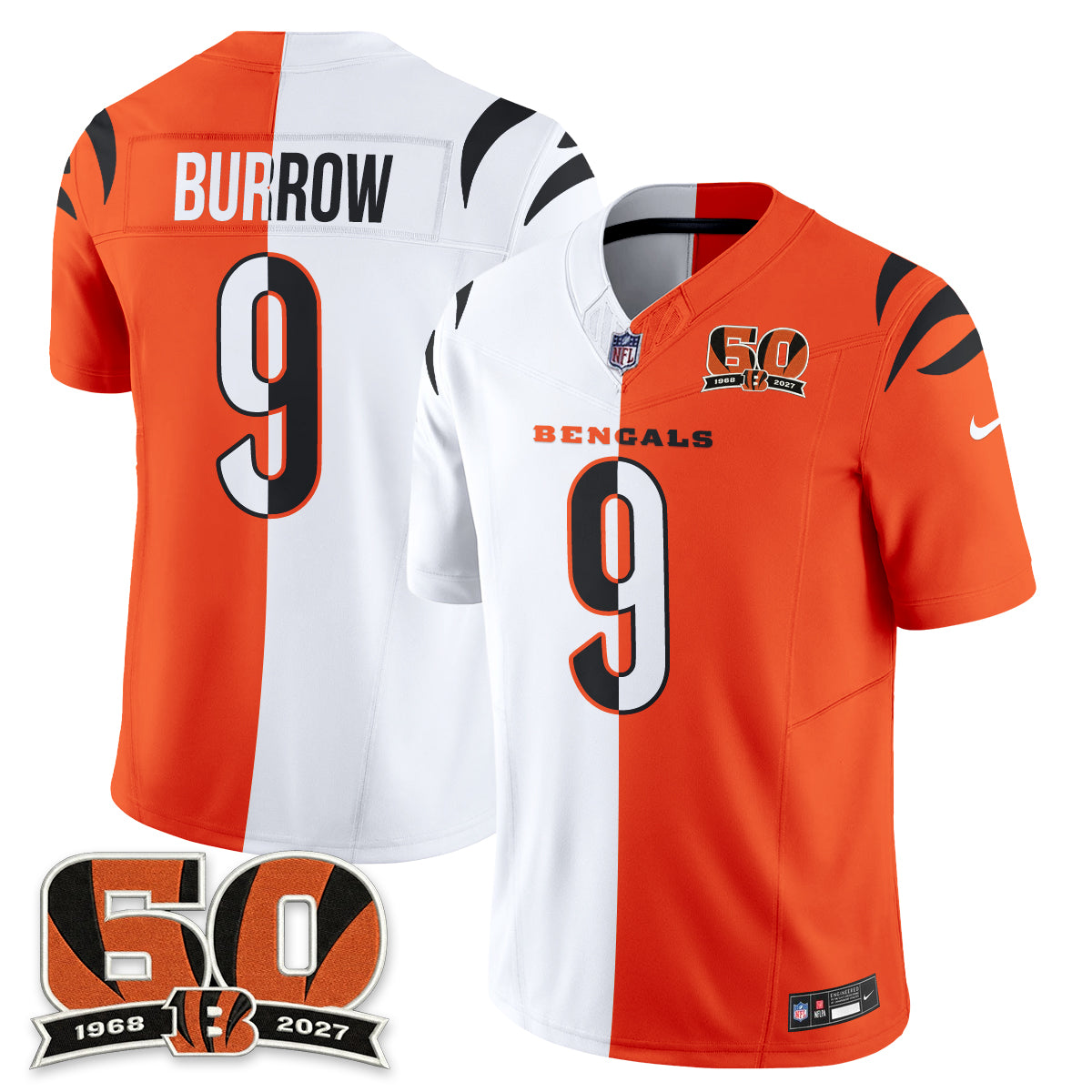 Cincinnati Bengals Split Edition Vapor Jersey - Stitched