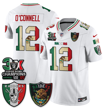 Las Vegas Raiders 3X Champs Mexico Edition Vapor Jersey - Stitched