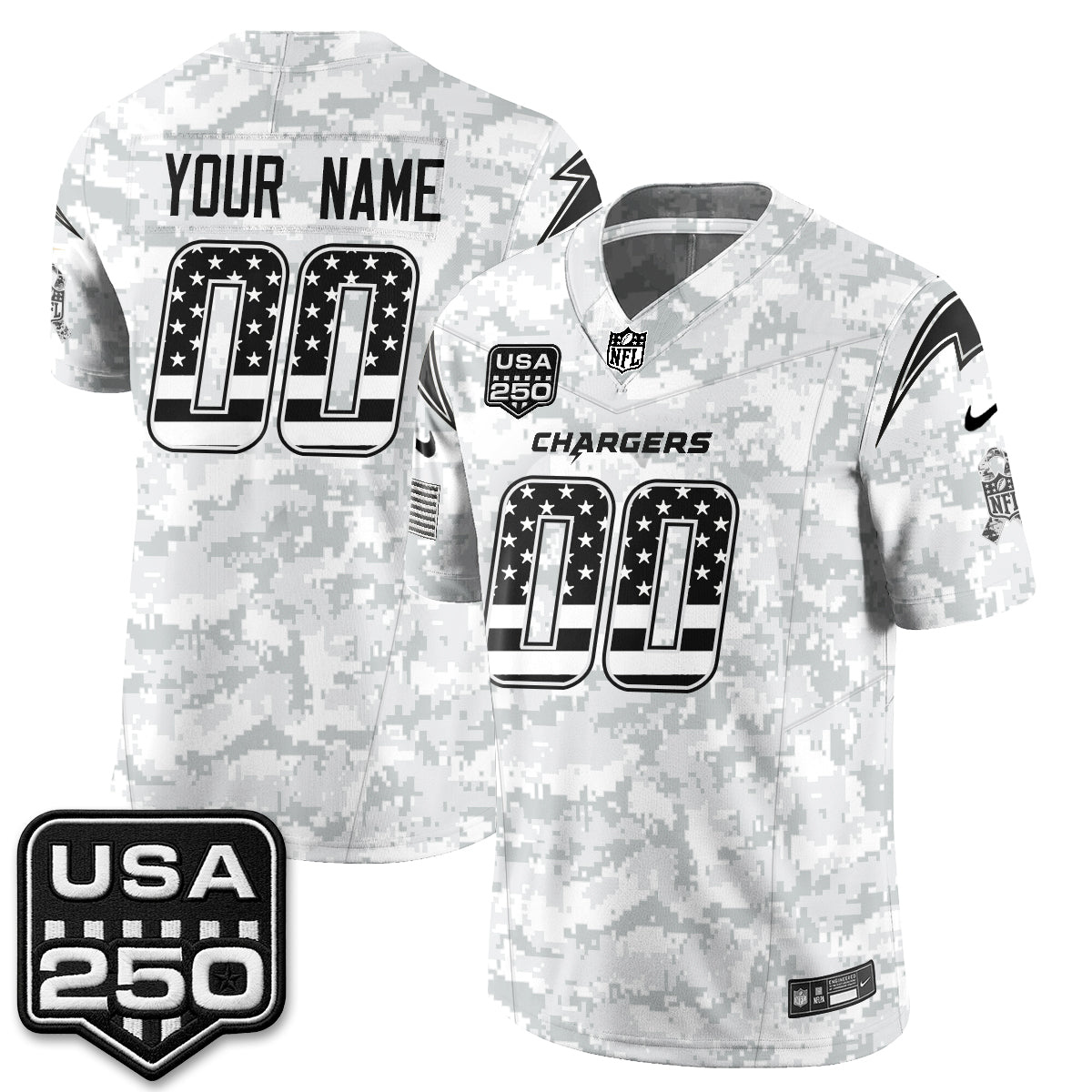 Los Angeles Chargers 2026 Salute to Service Vapor Custom Jersey - Stitched